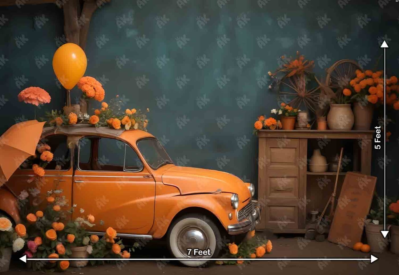 Simple Rides With Colour Backdrop Fabric BabyBackdrop - Vintage Floral Ride