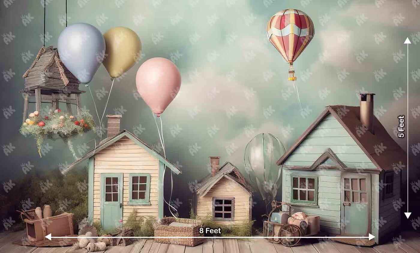 Fabric Baby Backdrop - Dreamy Houses