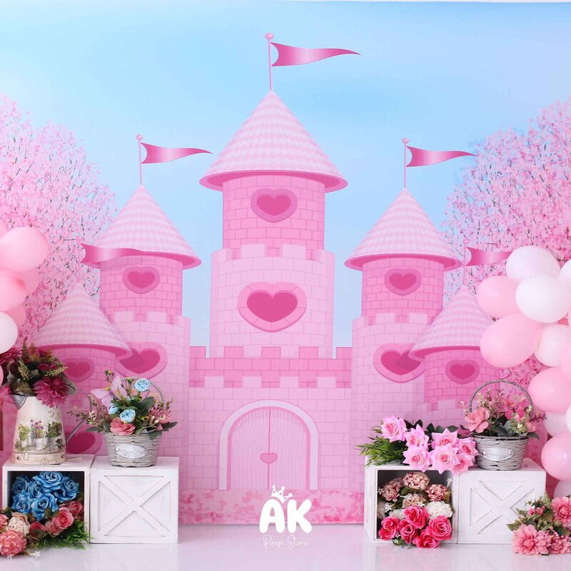 Fabric Baby Backdrop - Pink Wonder Castle - 5x7 Feet