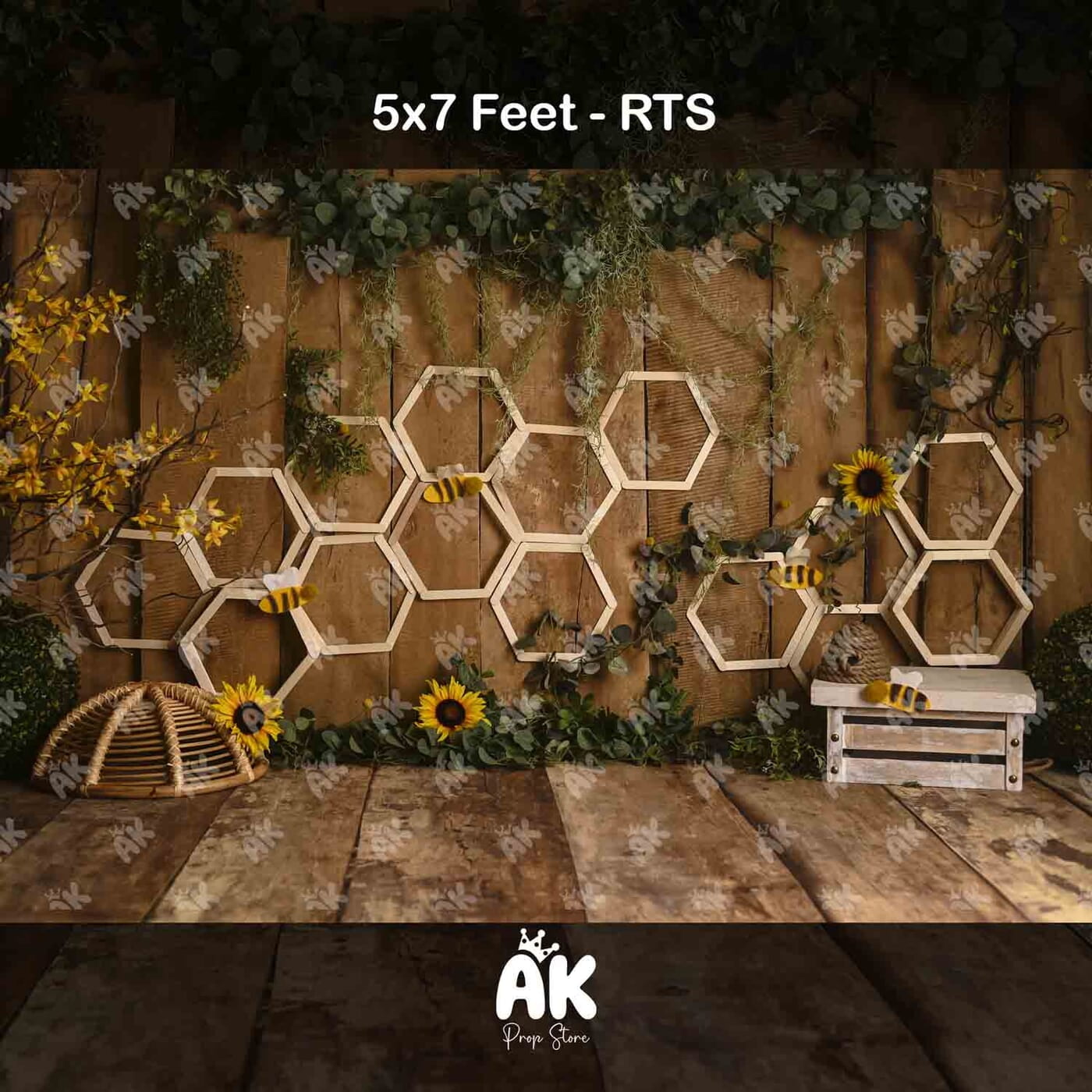 Bumble Bee 5×7 ft Fabric Backdrop – Ready-to-Ship Honey-Bee Theme Photo ...